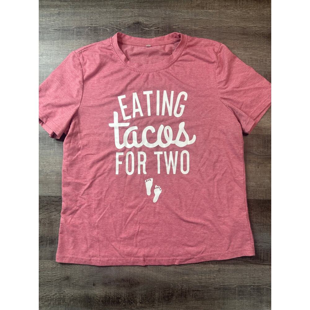 Light Pink “Eating Tacos for Two” Maternity Graphic Tee Size Large